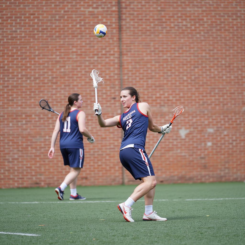 Lacrosse Player Practicing Wall Ball