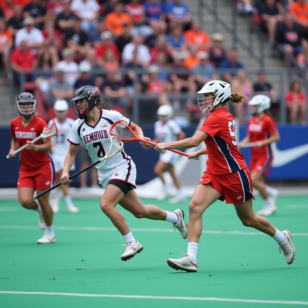 Lacrosse Players in Fast-Paced Action