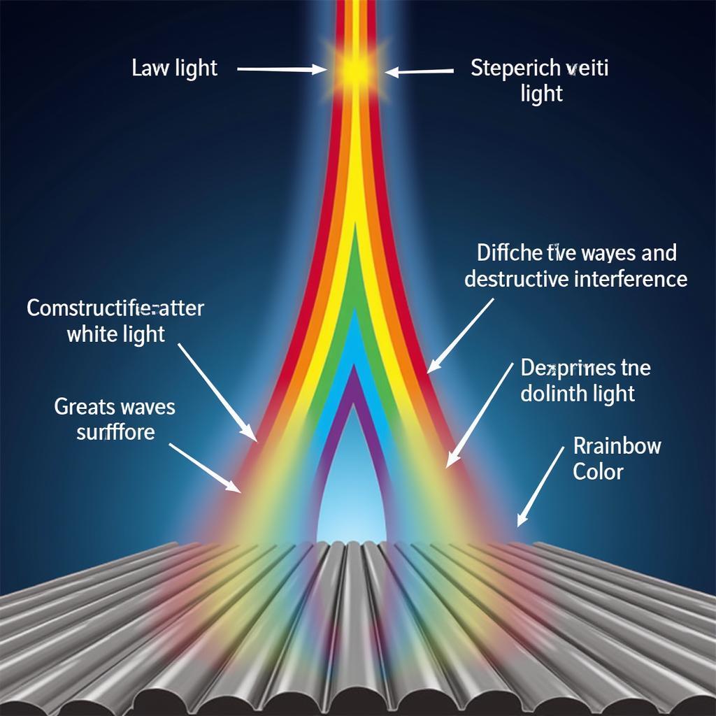 Light Diffraction and Interference Creating Rainbow Effect