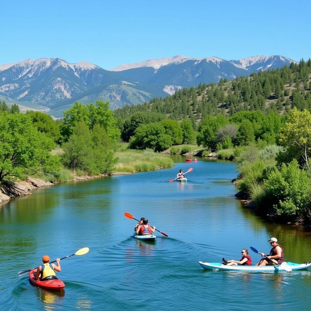 Kayaking on the Poudre River near Looking Glass Fort Collins