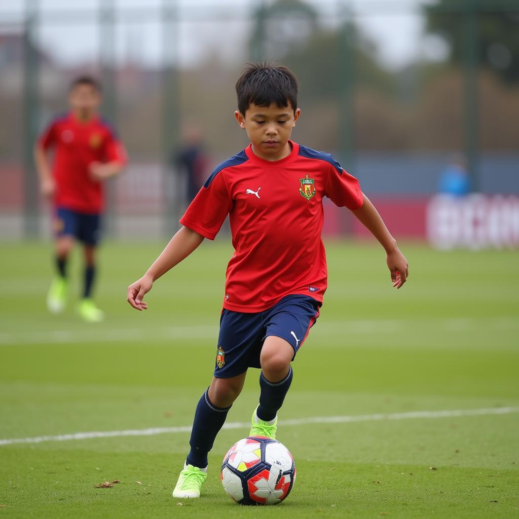 Lucas Chile during his time at the youth academy, showcasing his early dedication and passion for football.