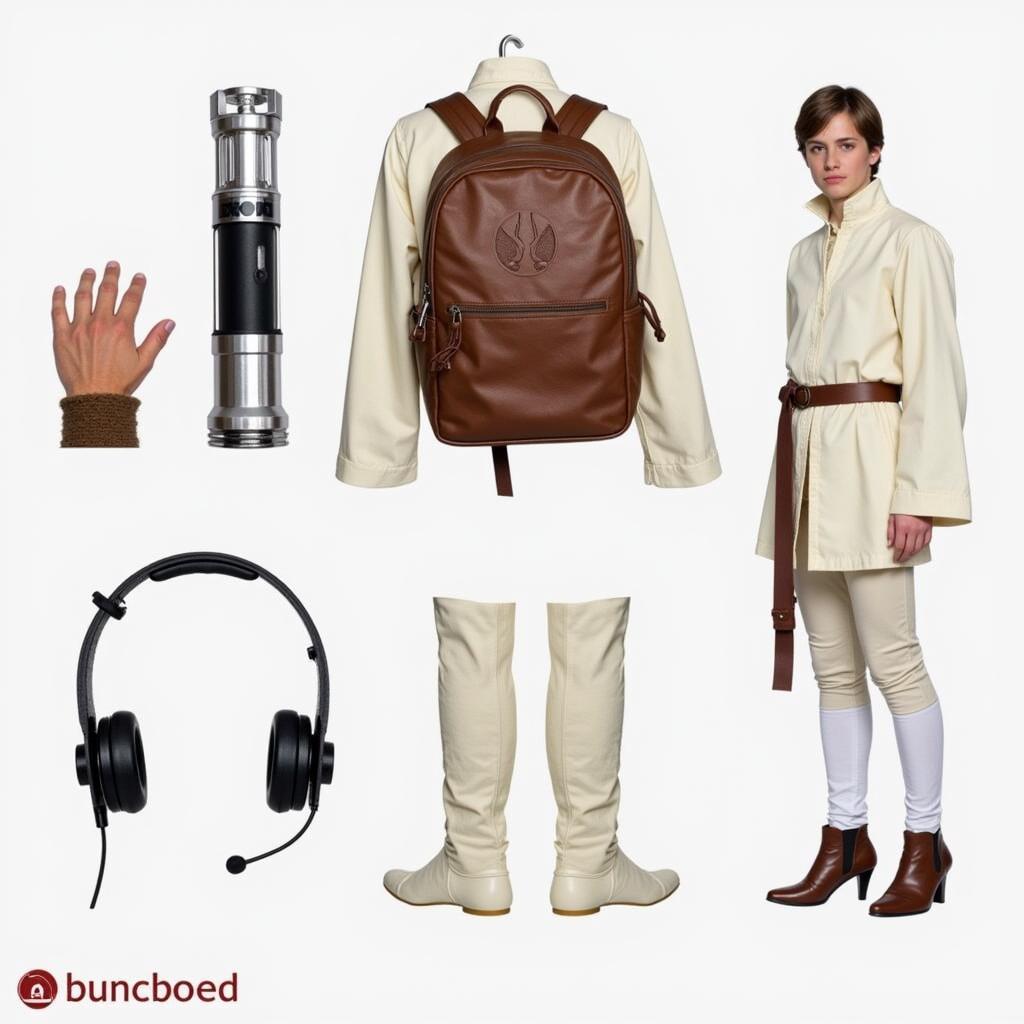 Luke Hoth costume accessories: lightsaber, backpack, headset