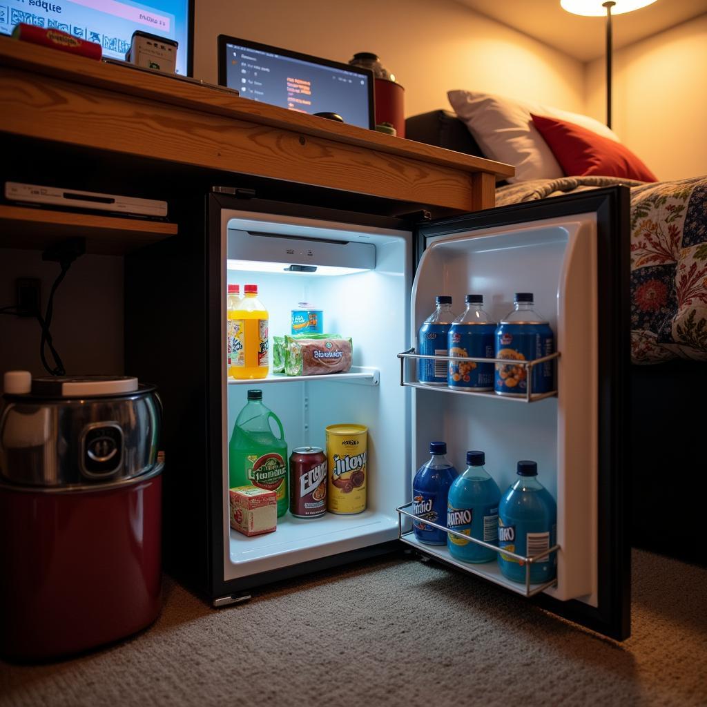 Magic Chef 4.3 Mini Fridge in a Dorm Room