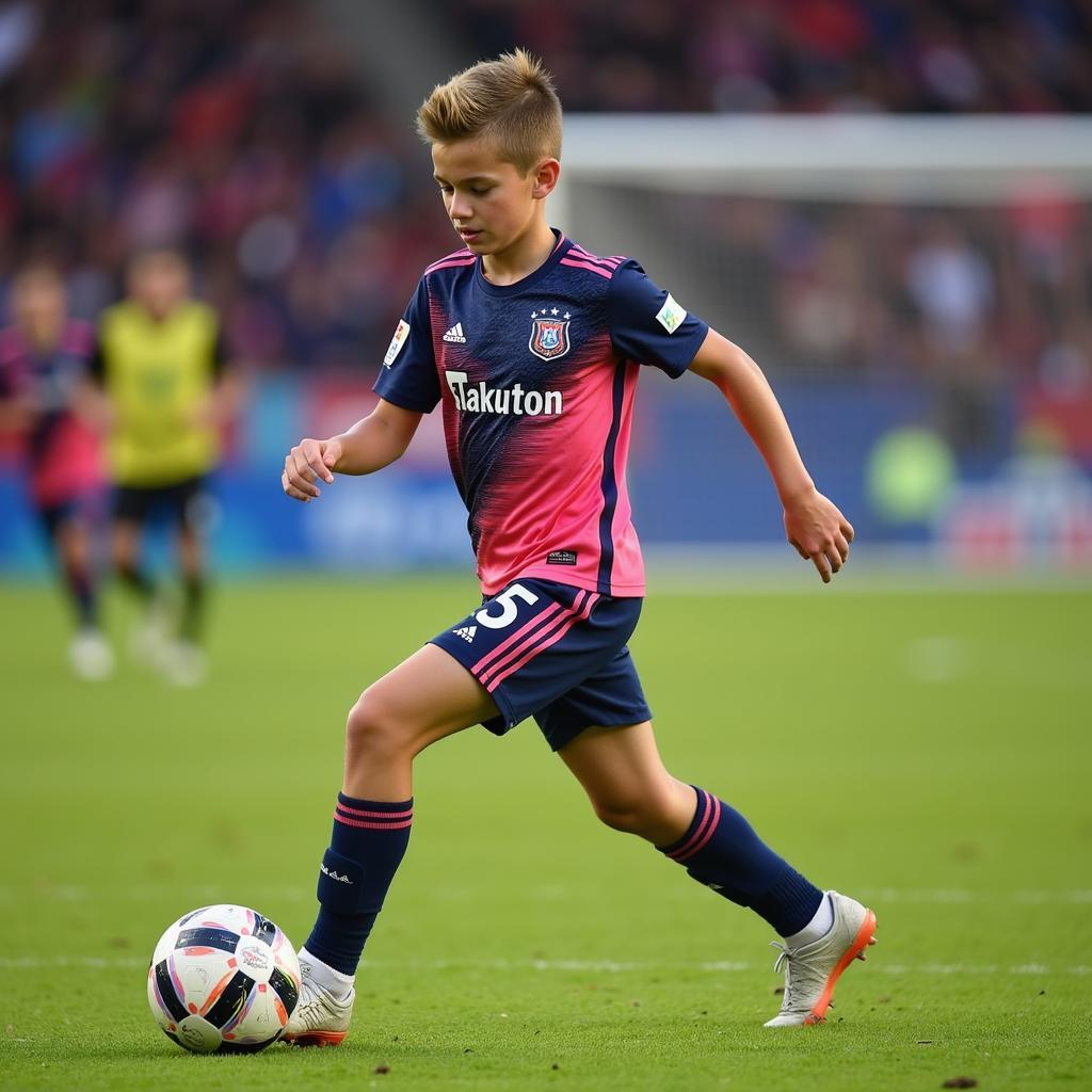 Matthew Swajkowski playing in a youth academy match