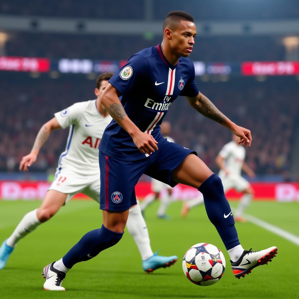 Kylian Mbappé showcasing his speed and dribbling skills in FIFA 20.