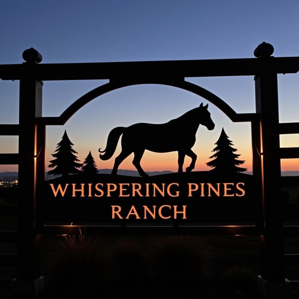 Metal Ranch Sign with Horse Silhouette