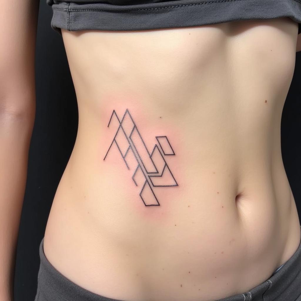 Minimalist Geometric Rib Tattoo