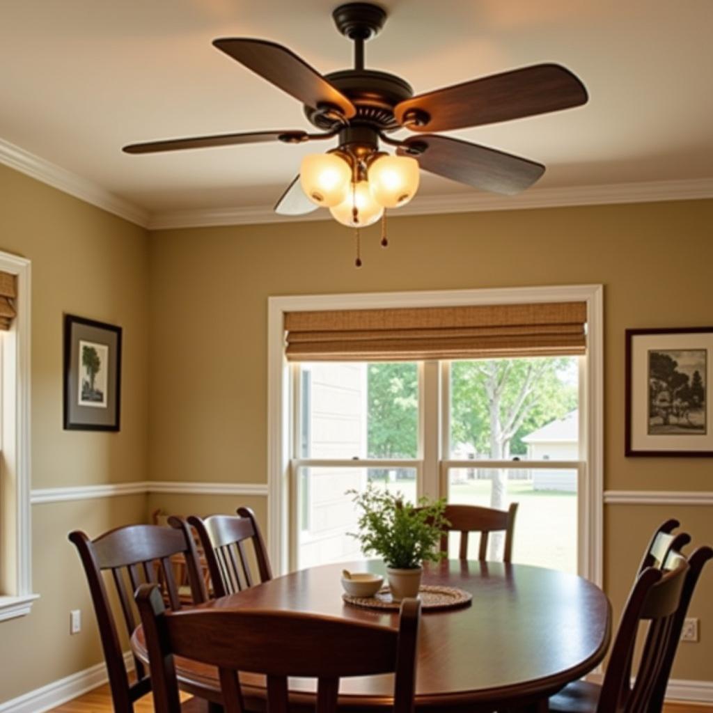 Mission Style Ceiling Fan in a Dining Room