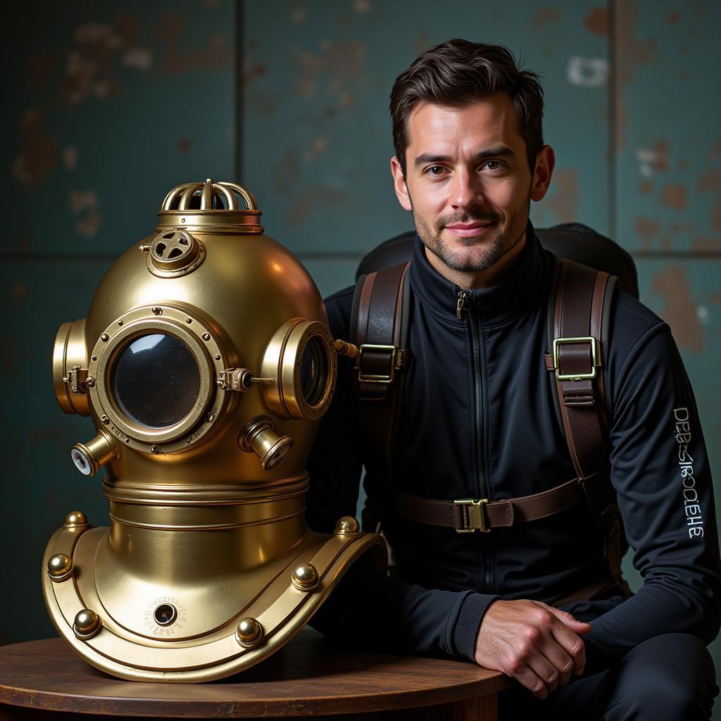 Modern Diver with Brass Helmet