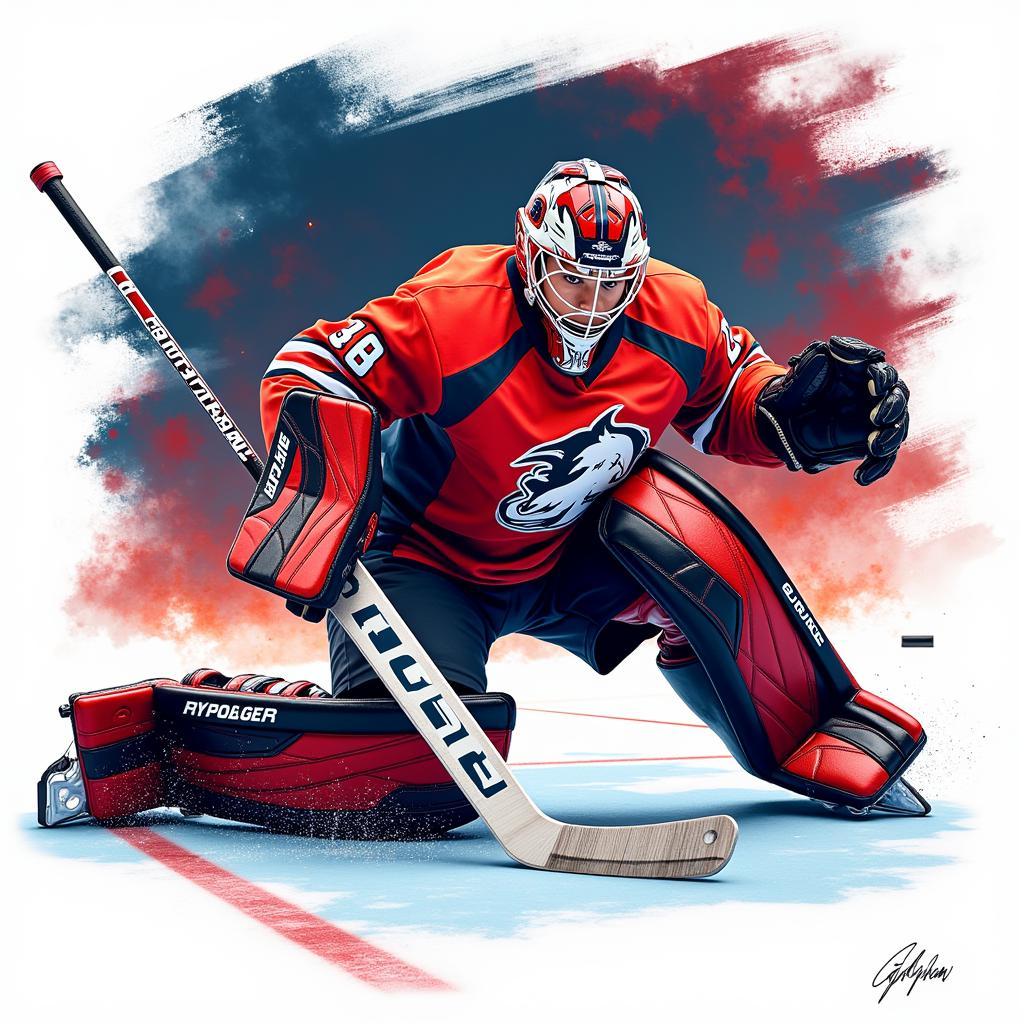 Modern Hockey Goalie Poster Featuring an Action Shot