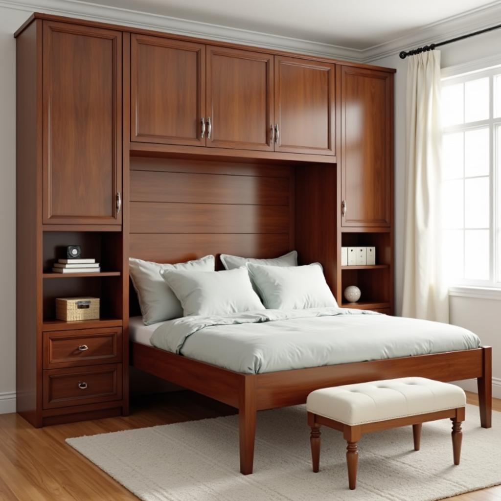 Modern Murphy bed with integrated desk