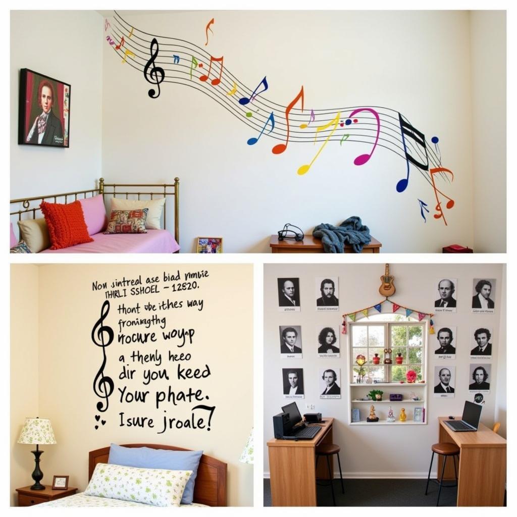 Music notes wall art decals used in themed rooms.