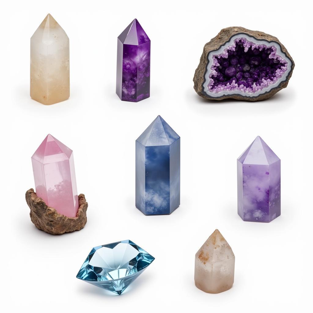 Natural Crystal Formations: Quartz, Amethyst, and Diamond specimens showcasing the diverse beauty and structure of natural crystals.