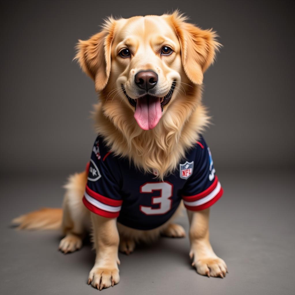 Dog wearing an NFL jersey