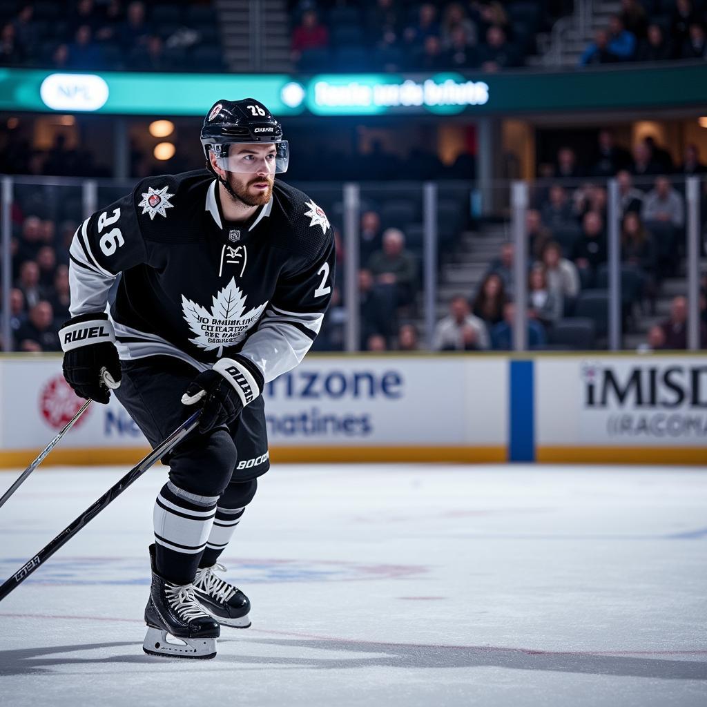 NHL Player with Tinted Visor Reducing Glare from Arena Lights