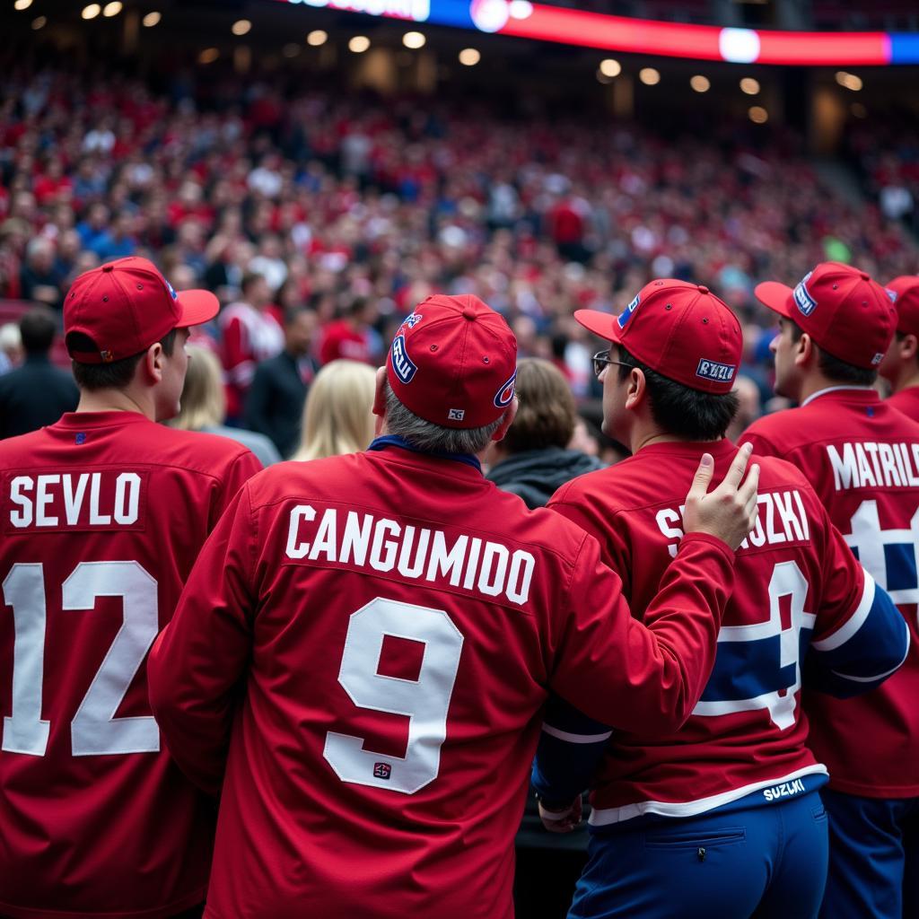 Canadiens Fans Sporting Suzuki Hats