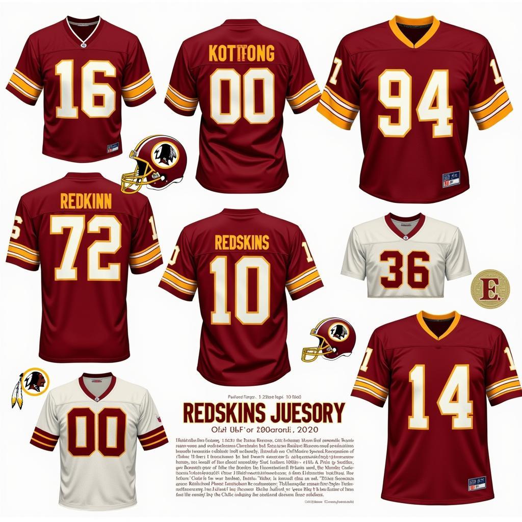 Classic Old Redskins Jerseys from Different Eras