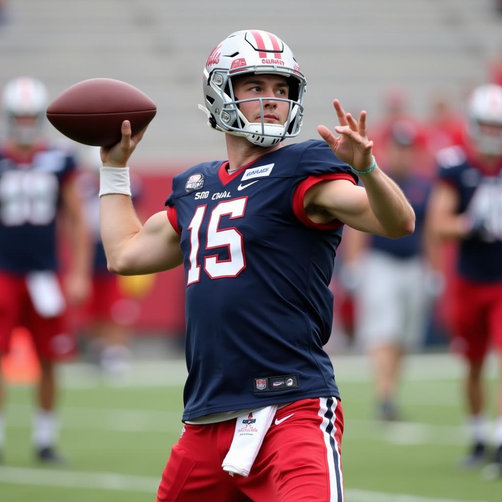 Ole Miss Quarterback Practicing