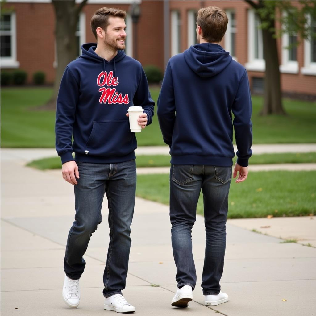 Casual Ole Miss Outfit: Navy Hoodie and Jeans