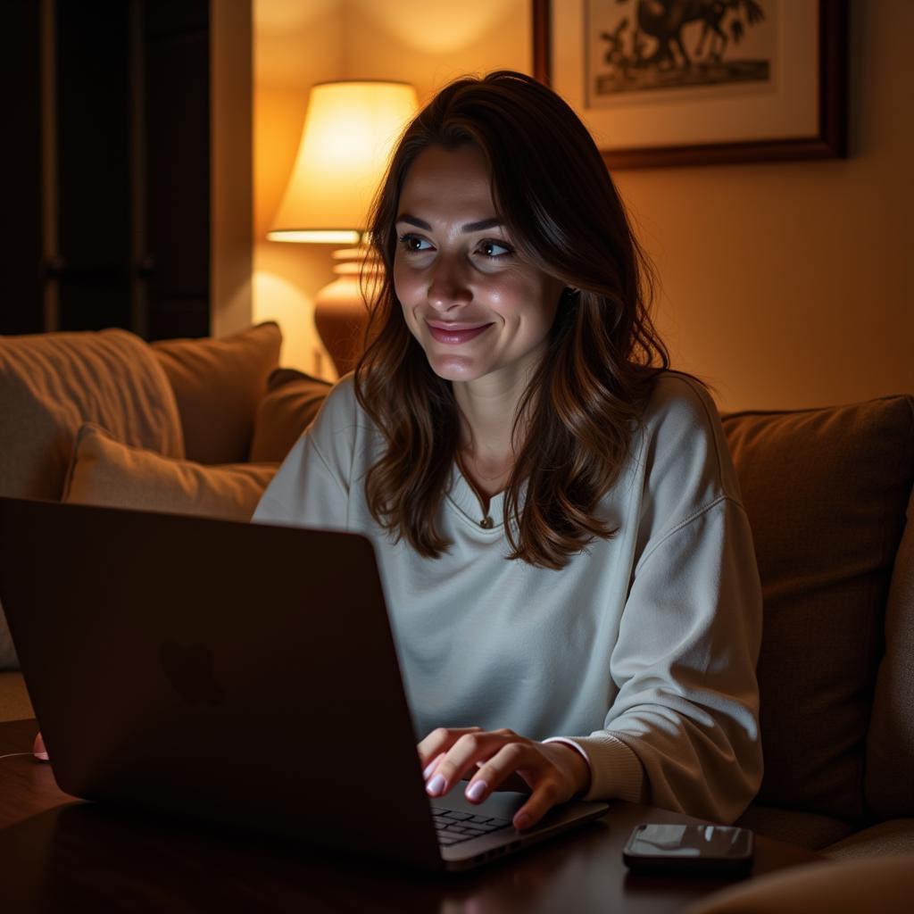 Browsing heart shaped urns online on a laptop