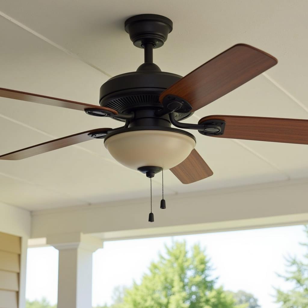 Outdoor Hugger Fan Installed on a Low Ceiling