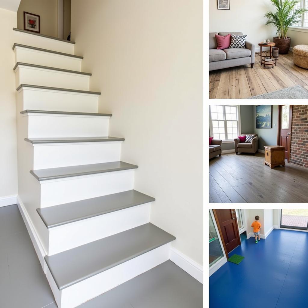 Examples of Painted Floors and Stairs with Various Colors and Finishes