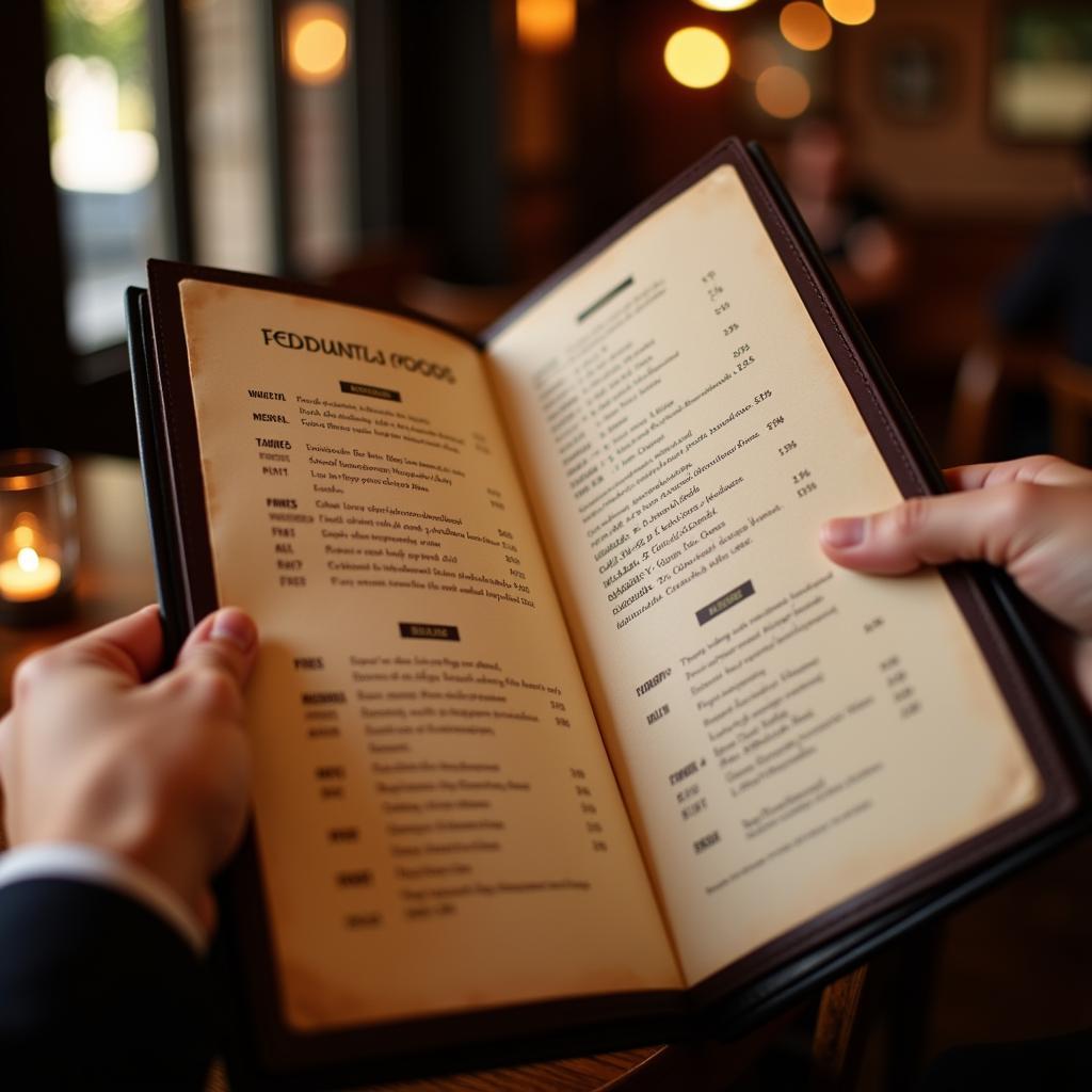 Unfolding a Paper Restaurant Menu