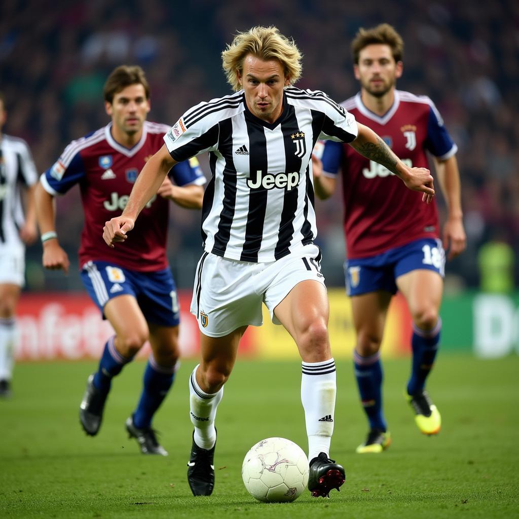 Pavel Nedvěd dominating the midfield