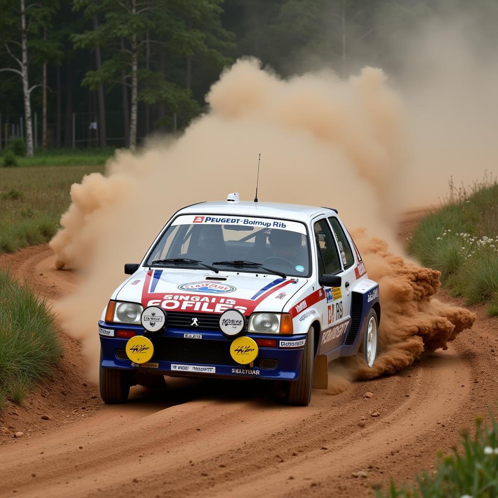 Peugeot 205 T16 Group B Rally Car in Action