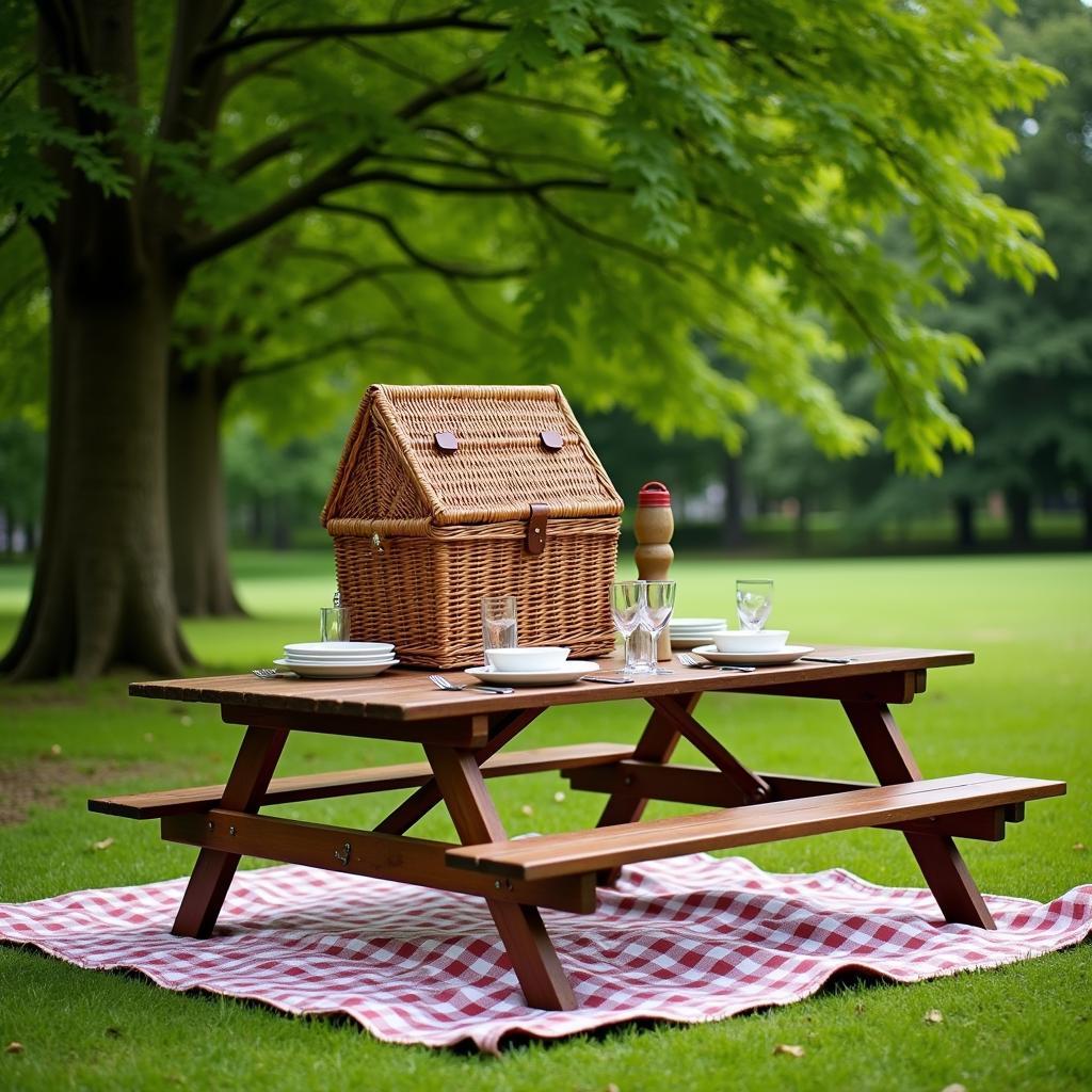 Picnic Basket and Table Set for Outdoor Dining