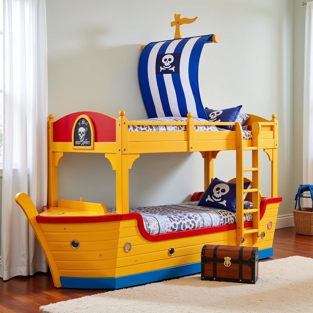 Pirate Ship Themed Bunk Bed for Kids