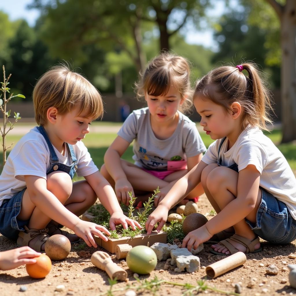 Children Collaborating on a Building Project in a Playwork Setting