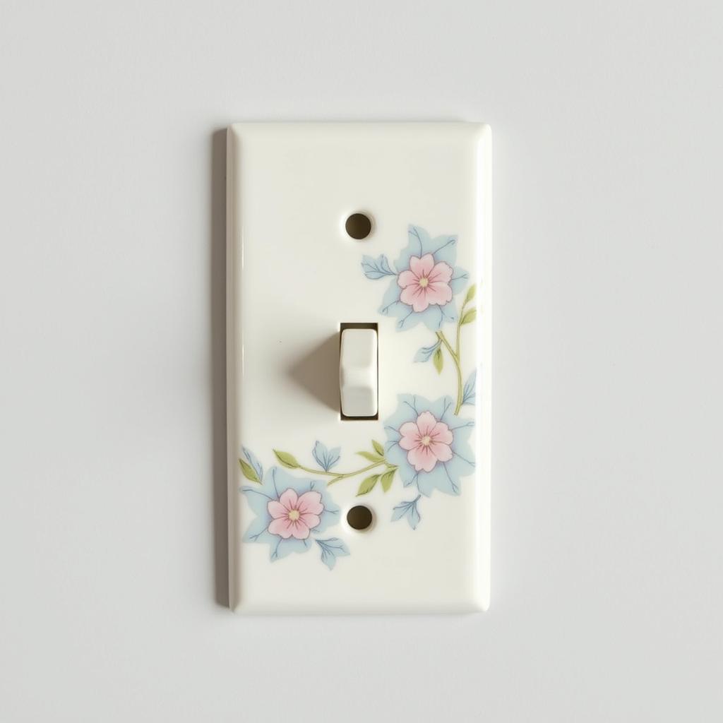 Antique Porcelain Light Switch Cover with Delicate Floral Pattern