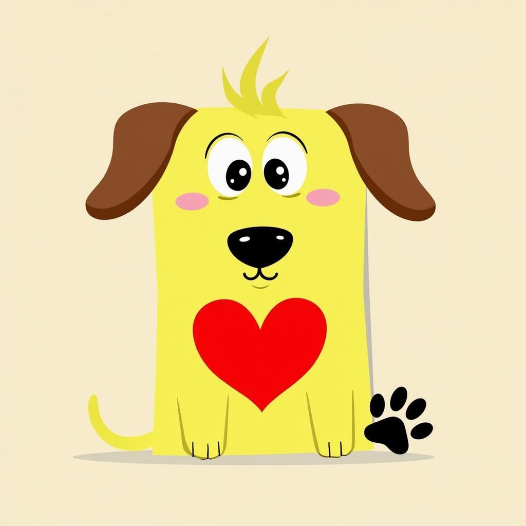 Post-it Note Dog with Heart and Paw Print