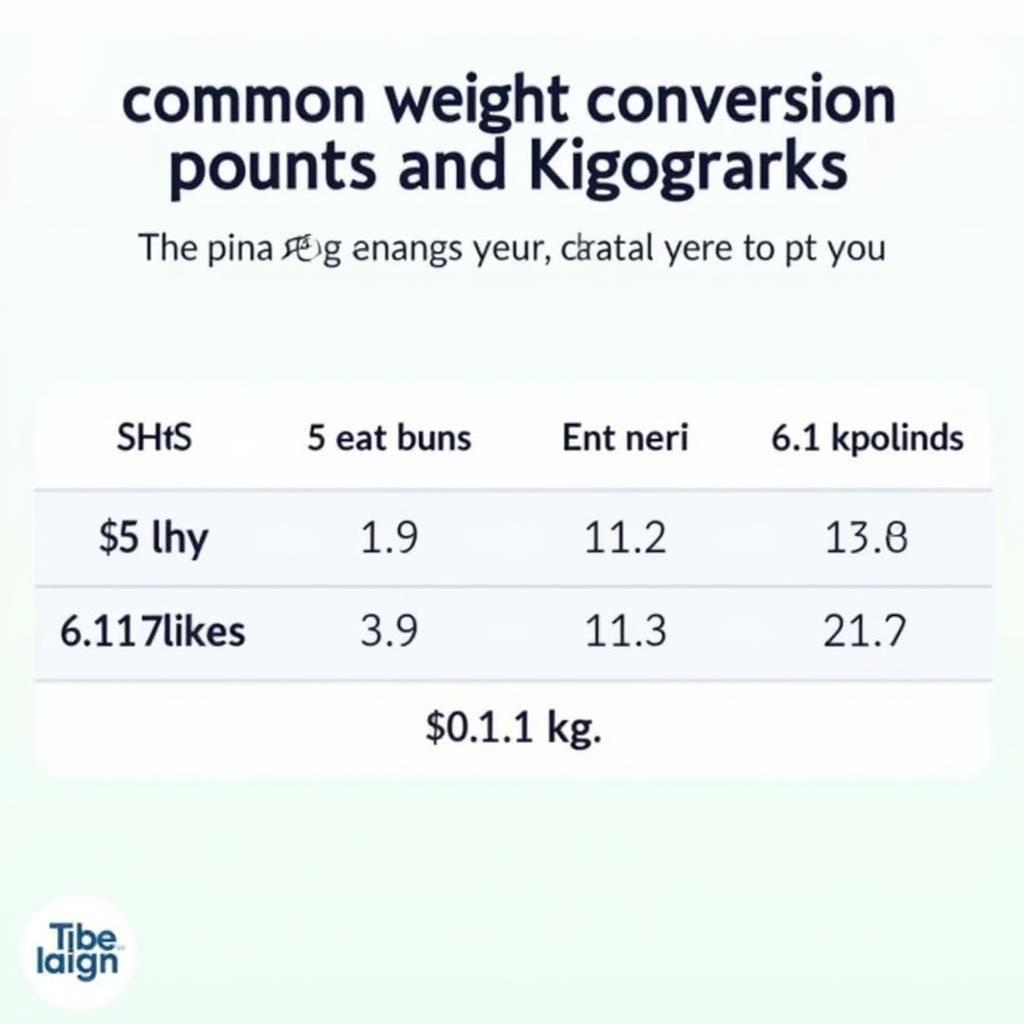 Pounds and Kilograms Conversion Chart