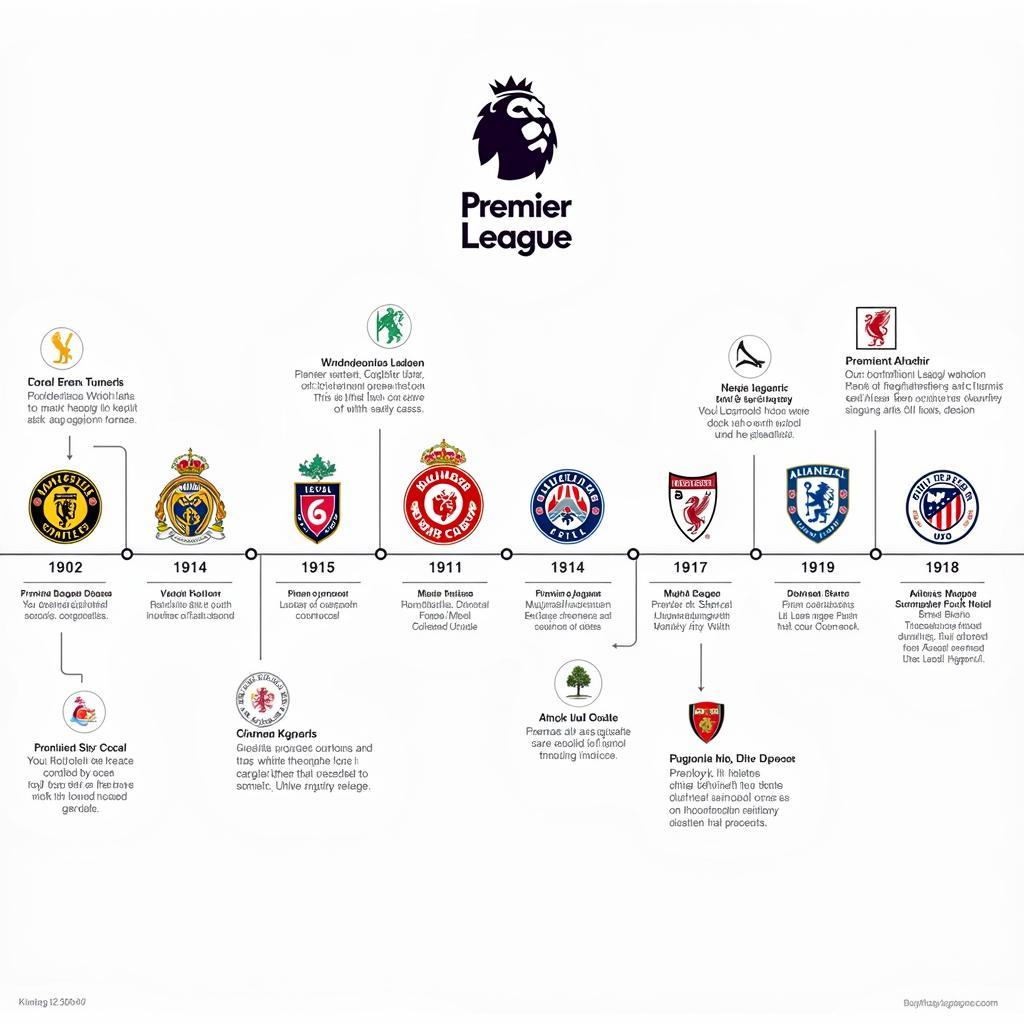 A visual timeline showcasing the evolution of the Premier League badge from its inception to the present day.