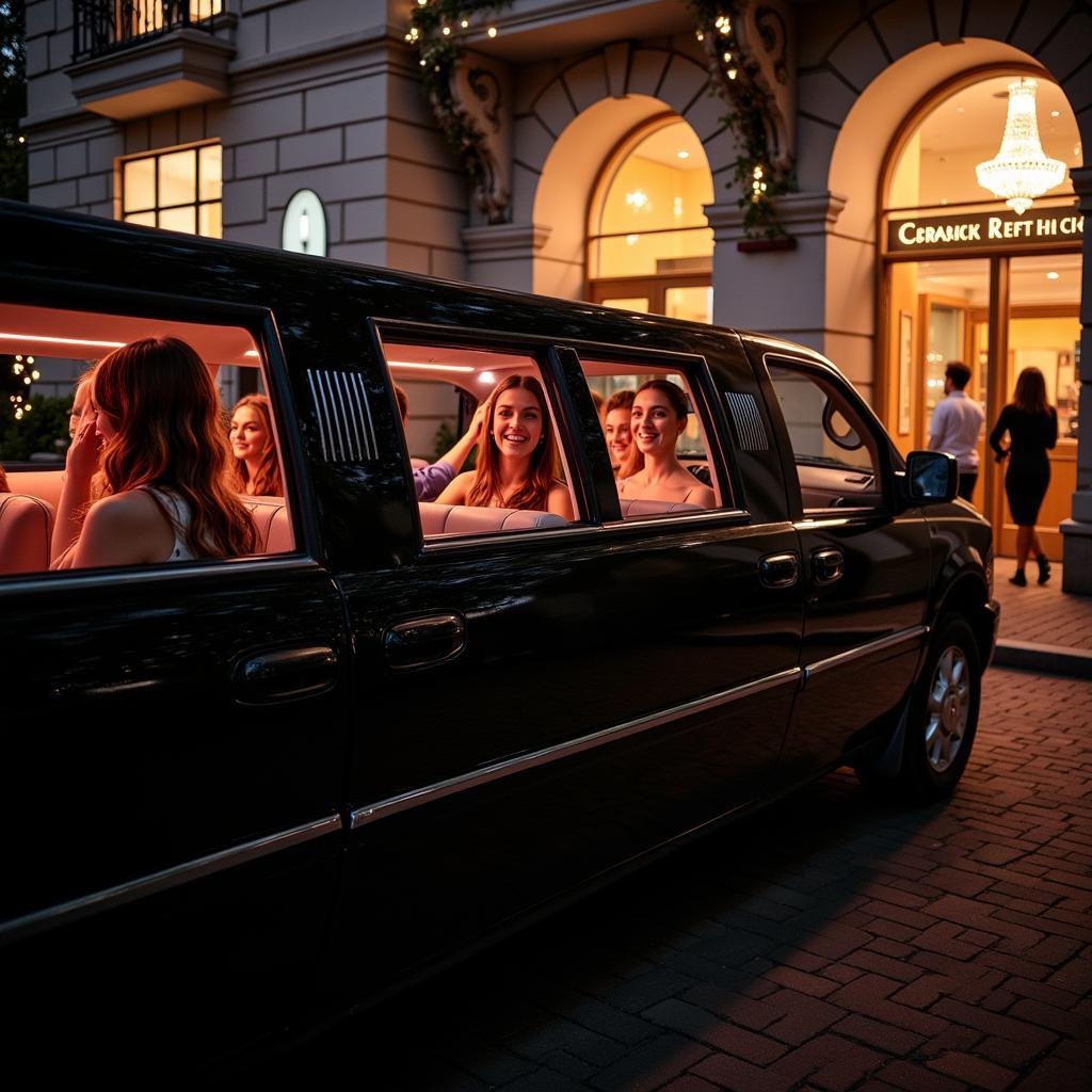 Stylish Limousine Arriving at Prom