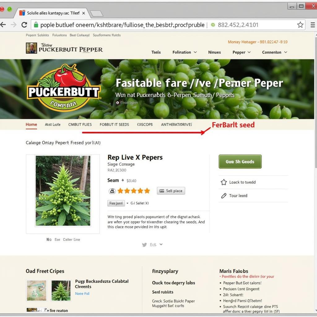 Screenshot of the Puckerbutt Pepper Company website