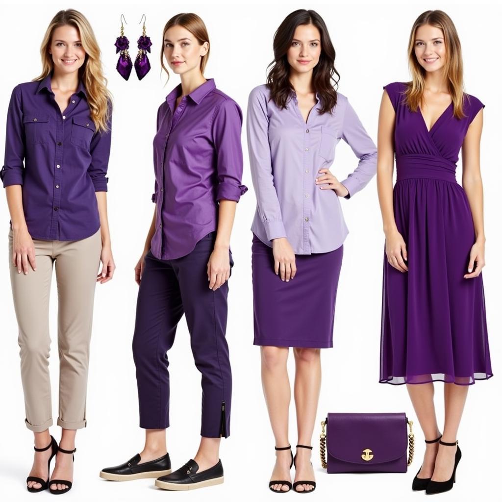 Different styles of purple outfits