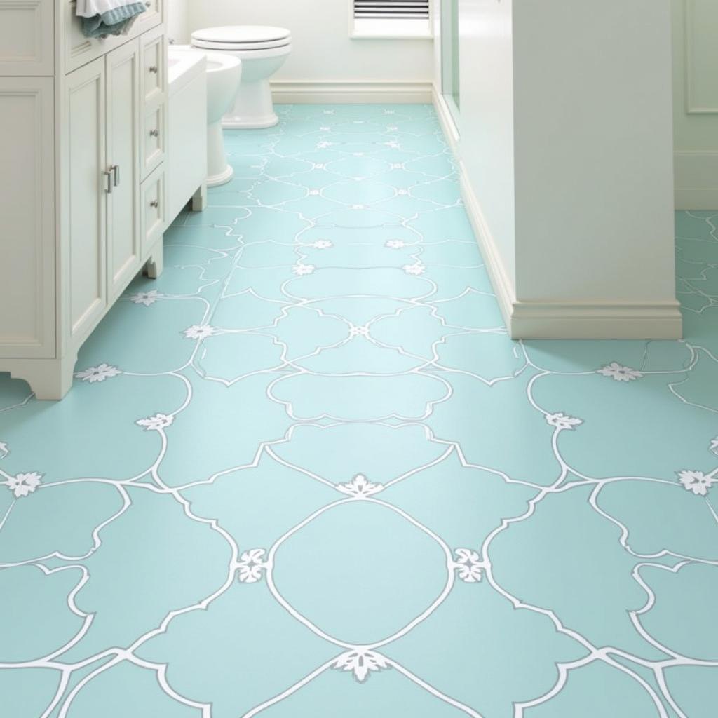 Bathroom floor with quatrefoil tiles