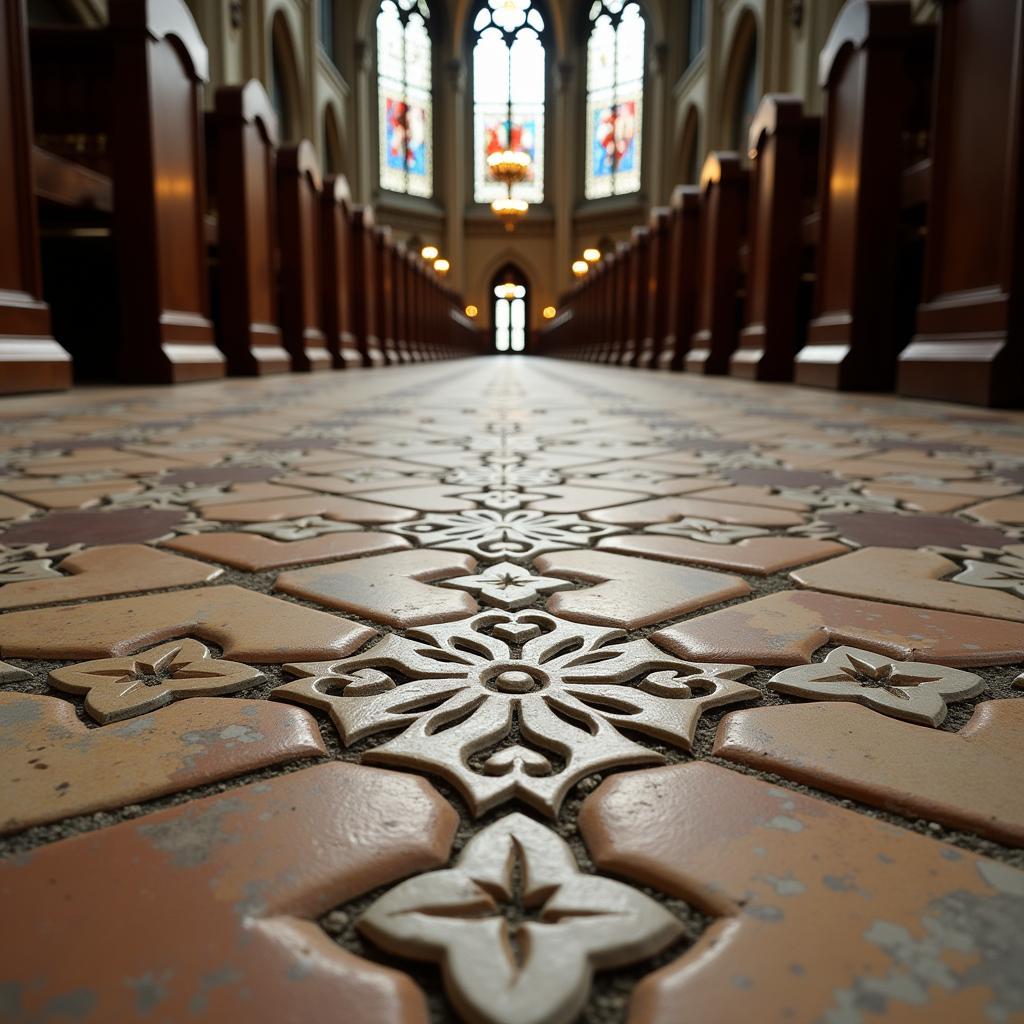 Quatrefoil tiles in a Gothic cathedral