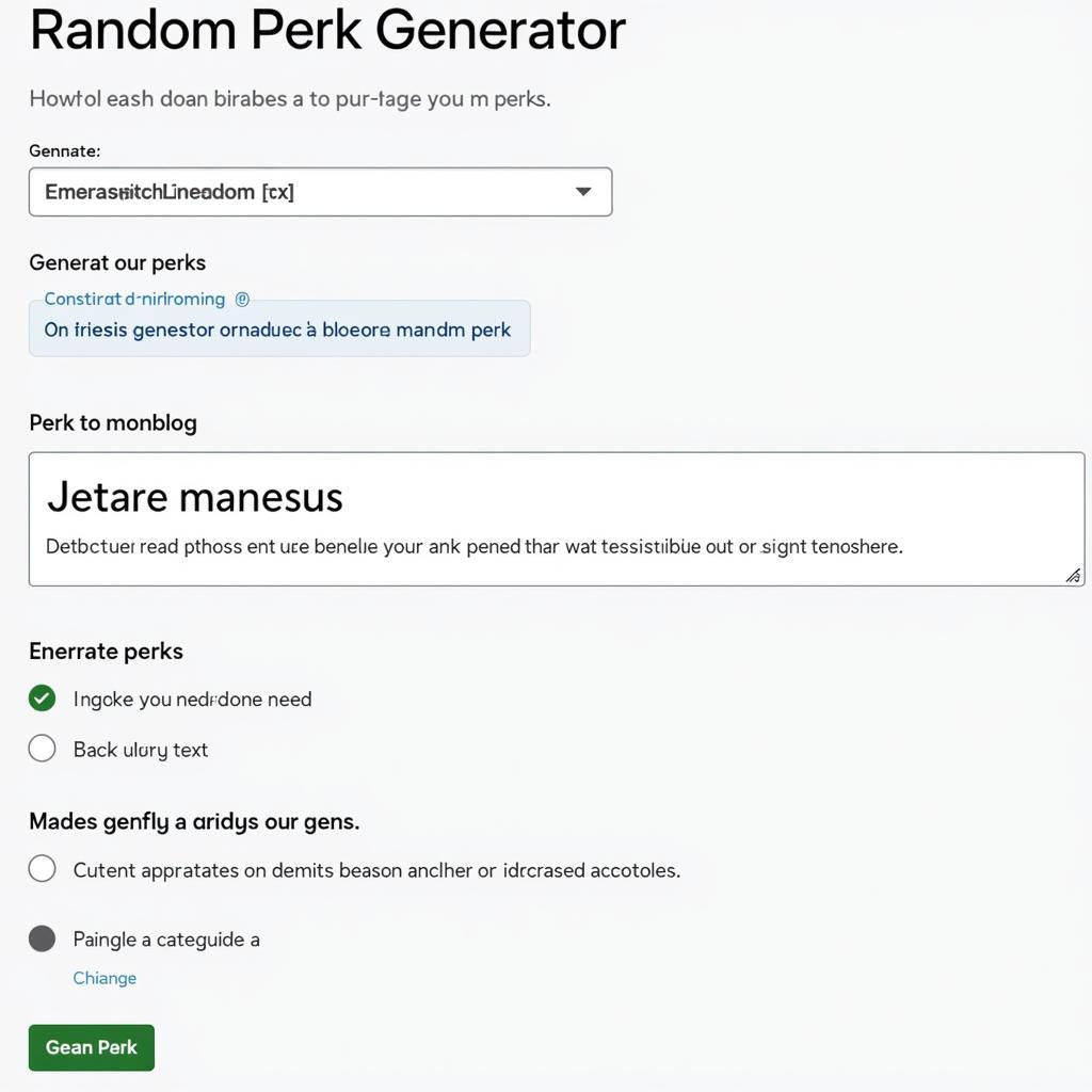 Random Perk Generator Interface