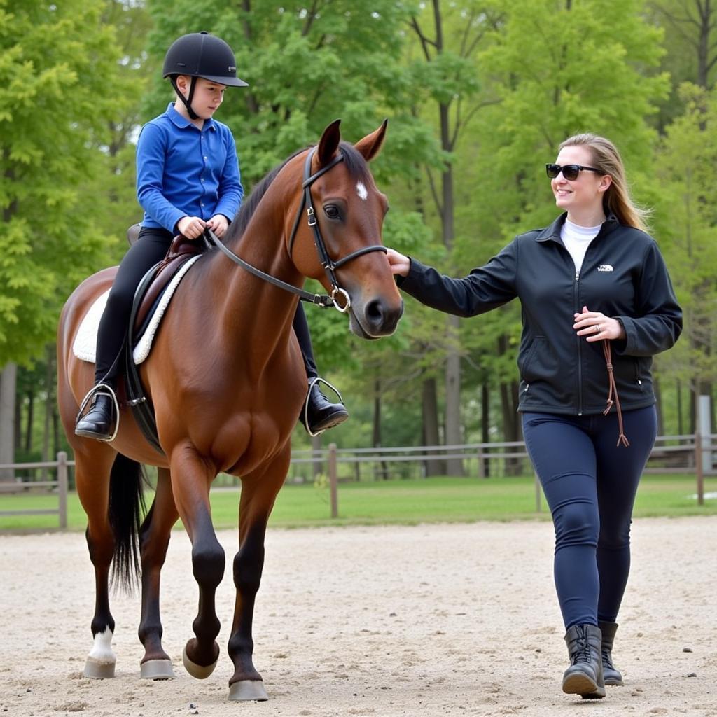 Riding Instructor Teaching Beginner Rider