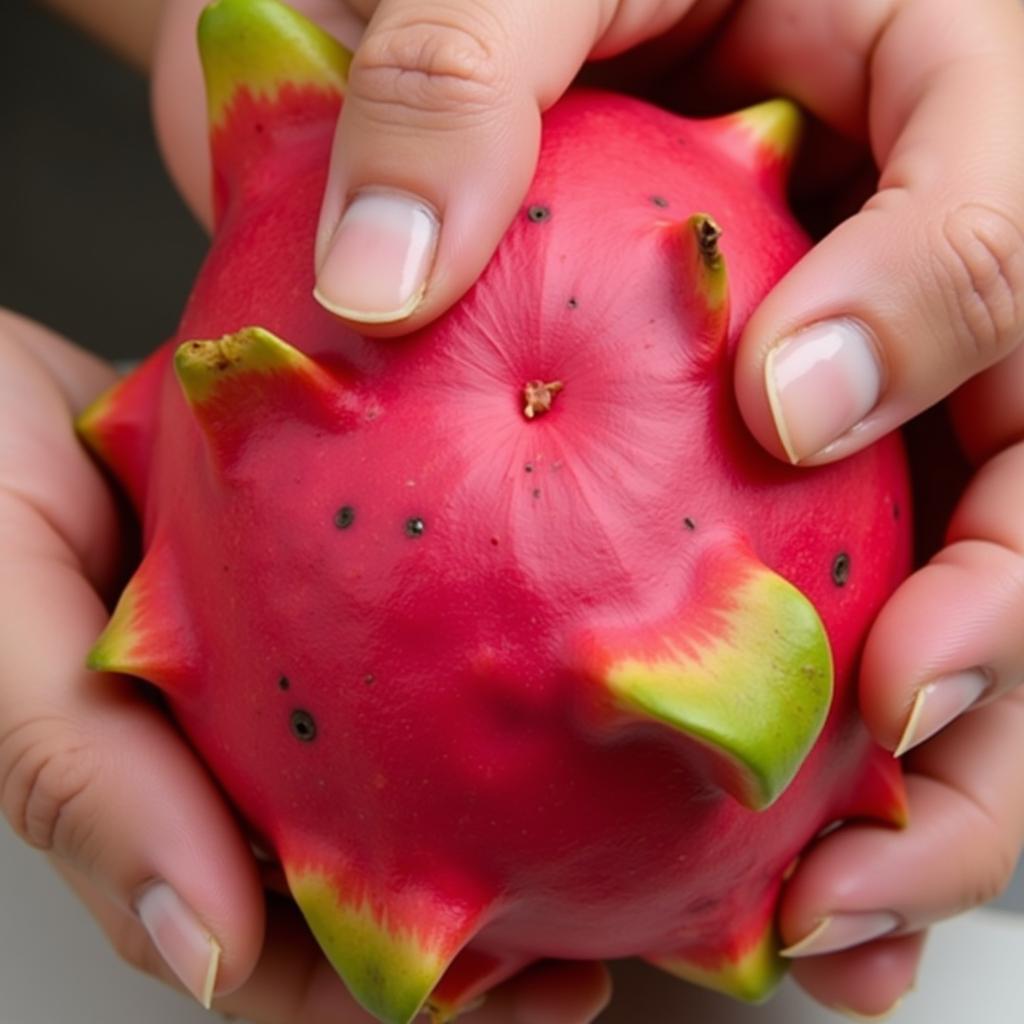 Harvesting ripe dragon fruit