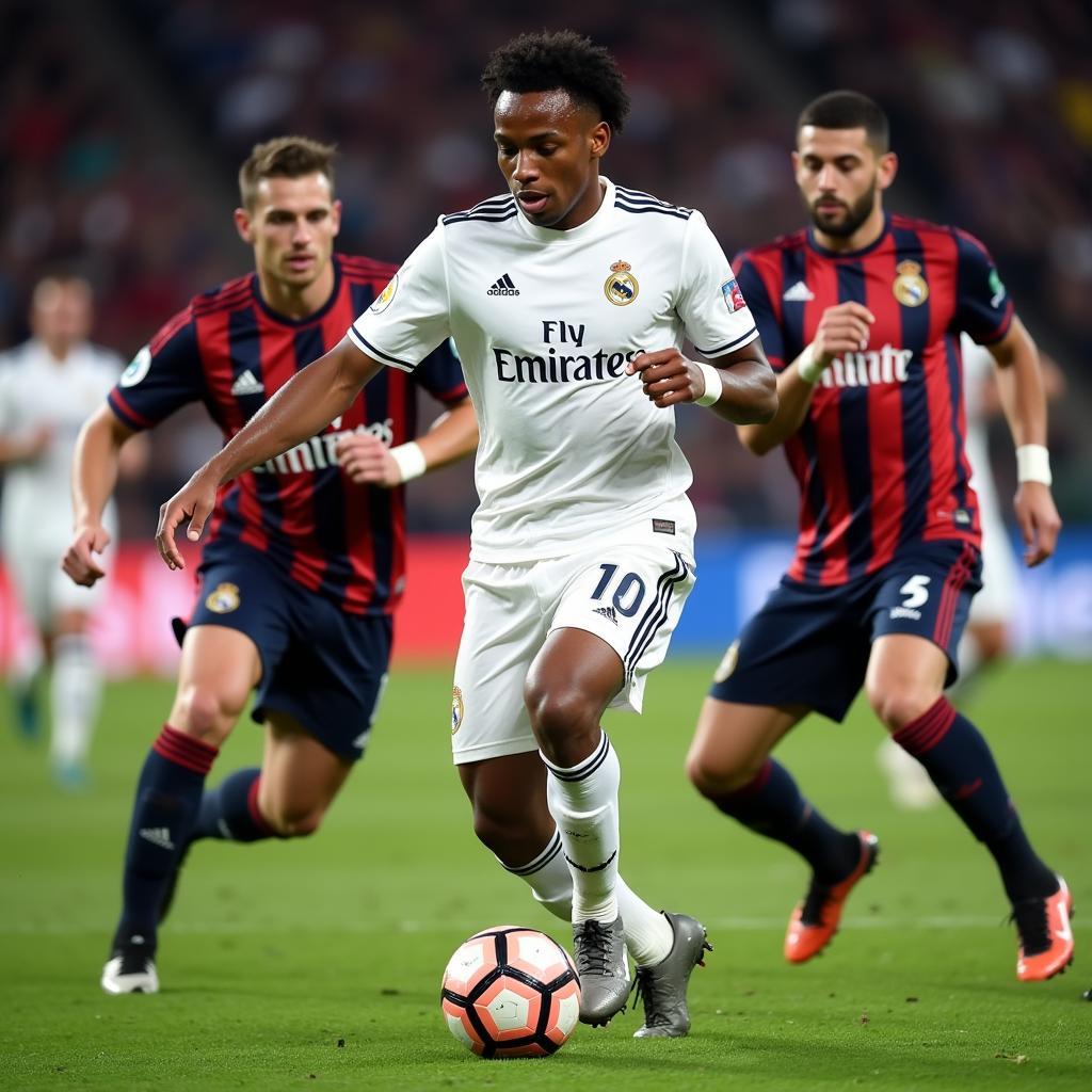 Rodrygo Dribbling Past Defenders in FC 24