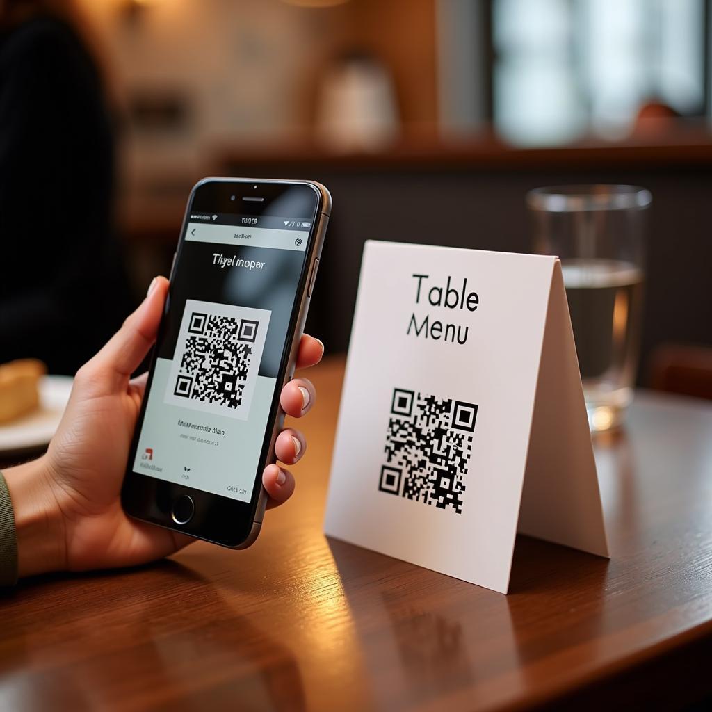 Scanning a QR Code Restaurant Menu with a Smartphone