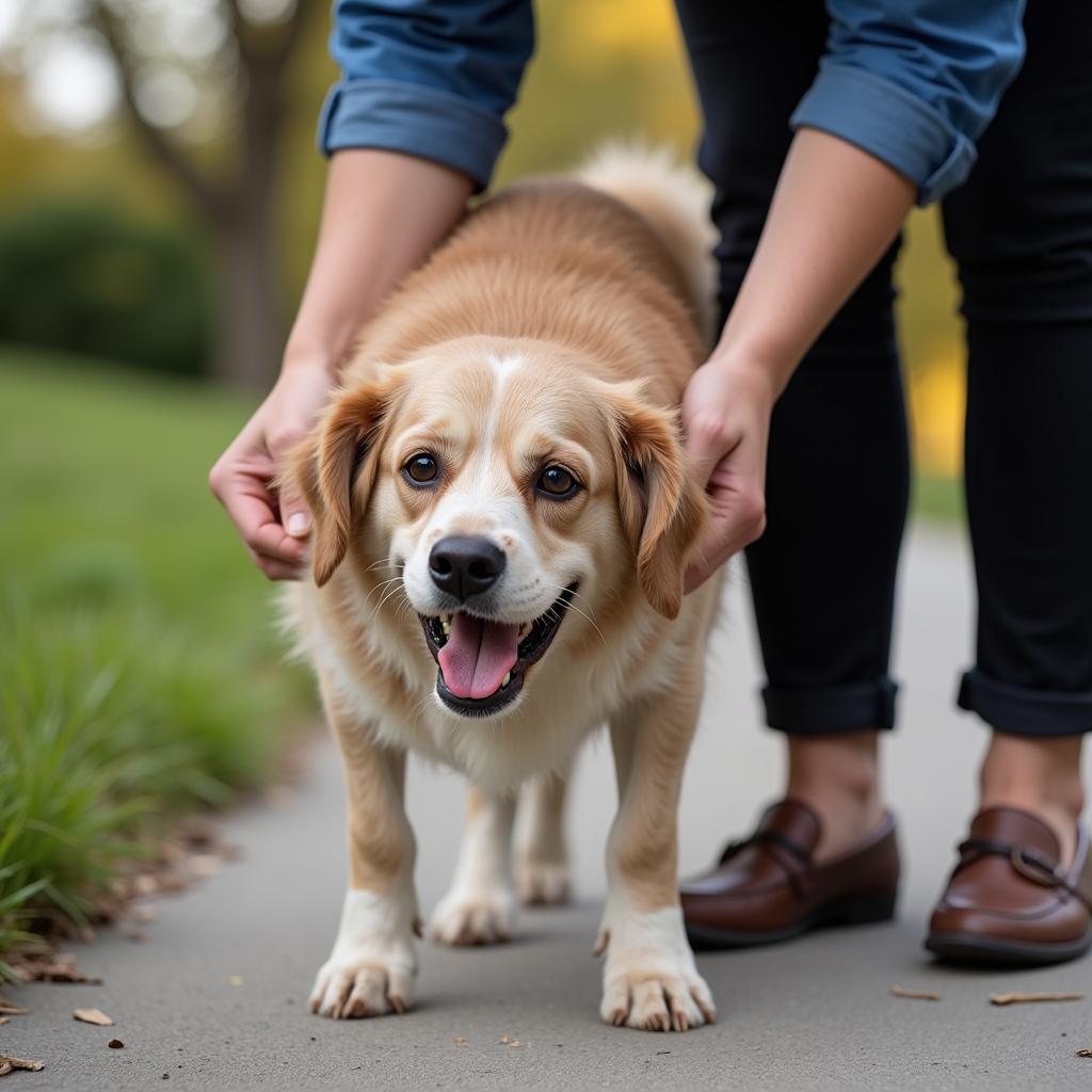 Senior dog going outside with support