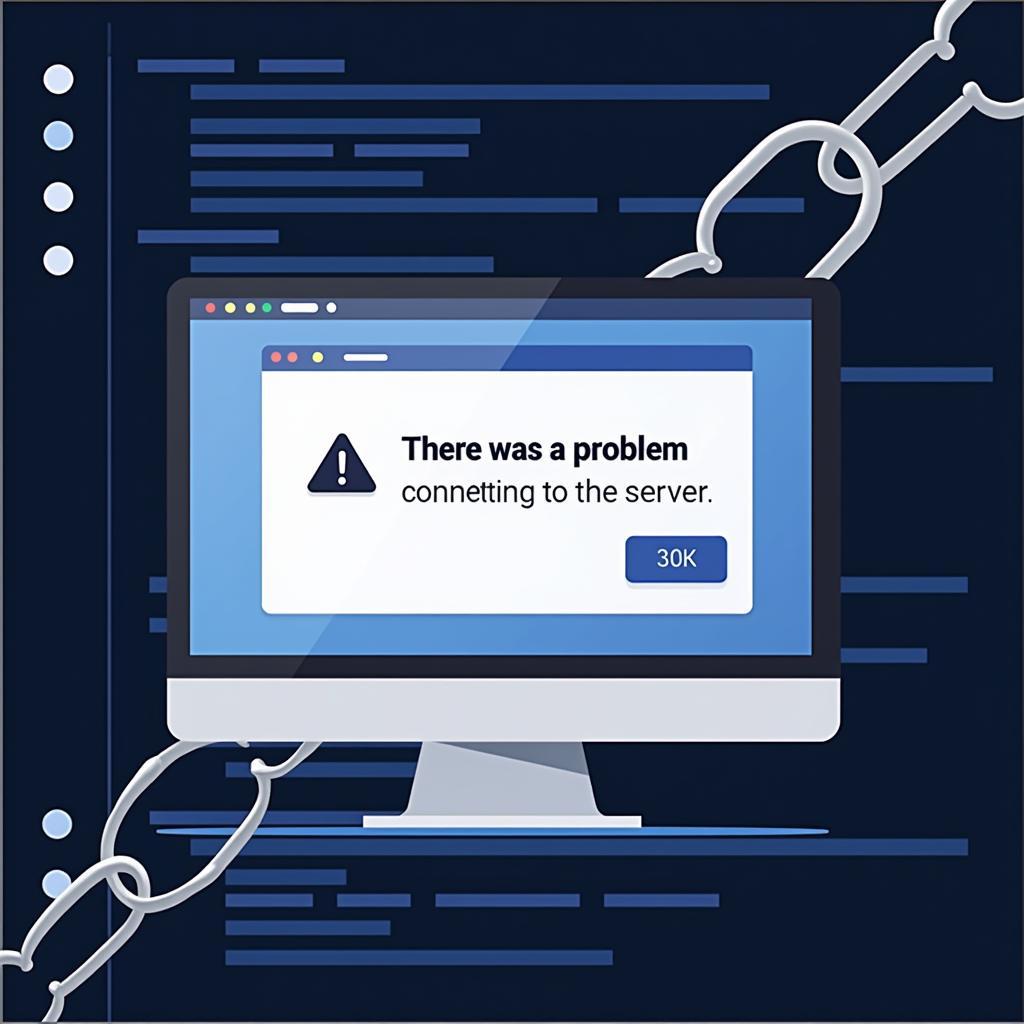 Image depicting a server connection error with a broken link symbol