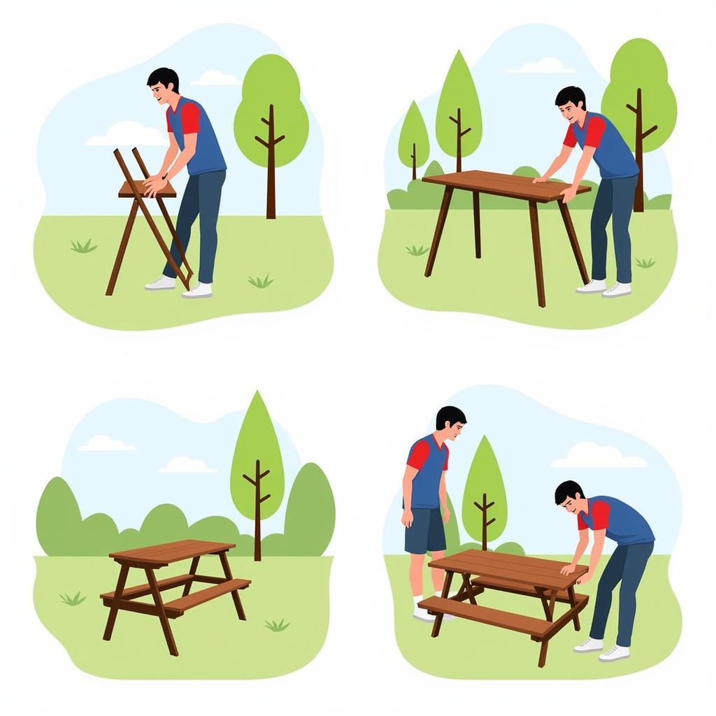 Setting up a Picnic Table Outdoors