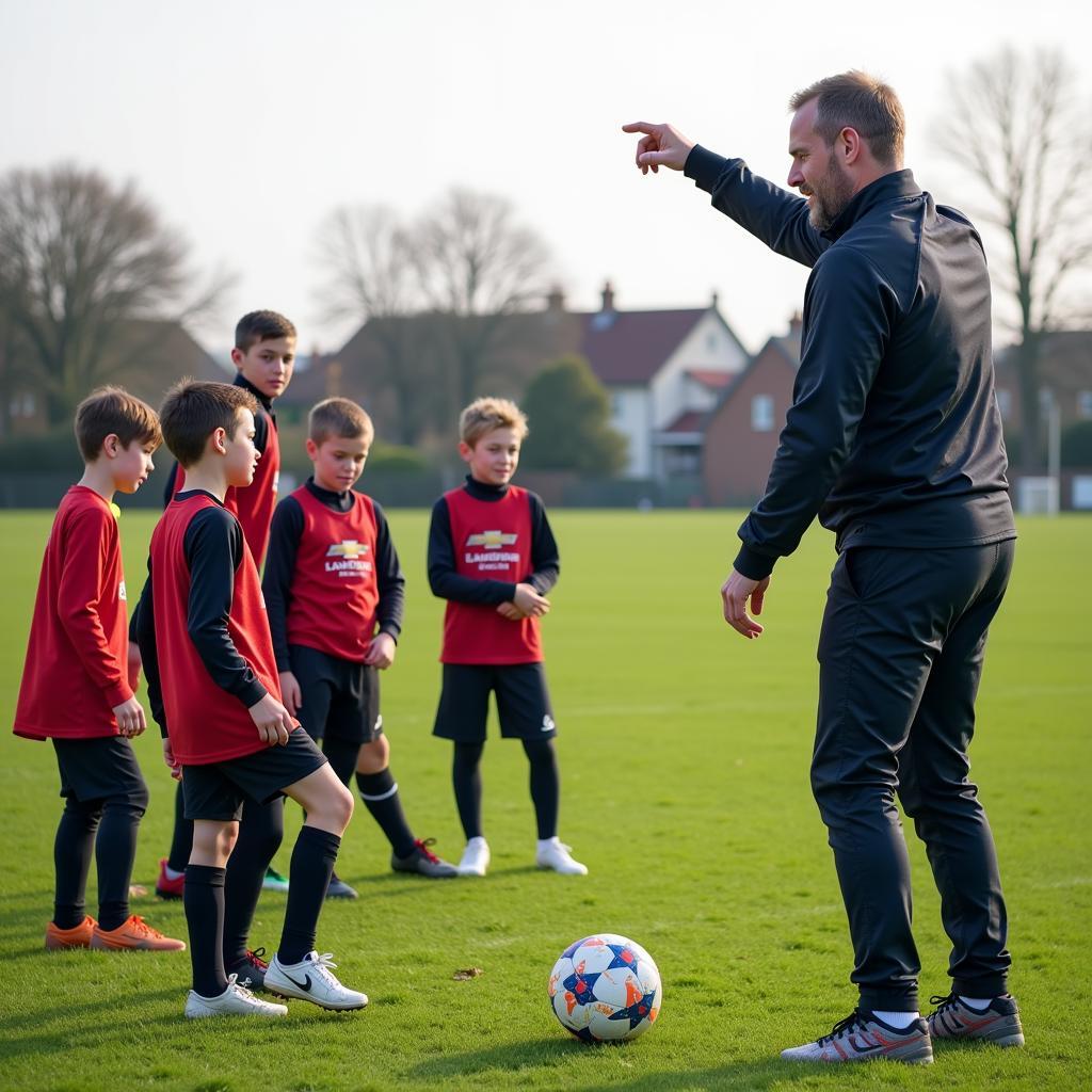 Sim Terwilliger coaching a youth football team